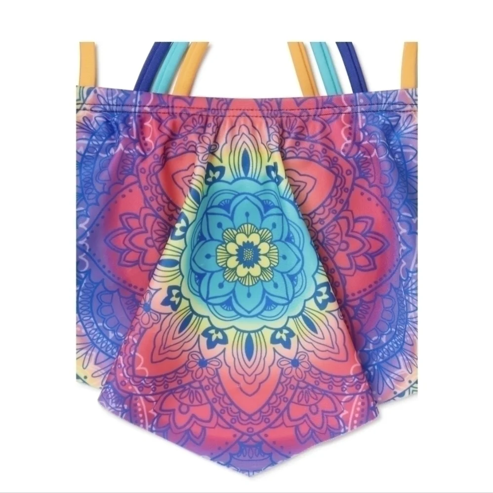 Wonder Nation Girls Halter Mandala Printed Bikini Swim Top with‎ UPF 50+